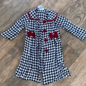 Houndstooth Coat with Red Accents